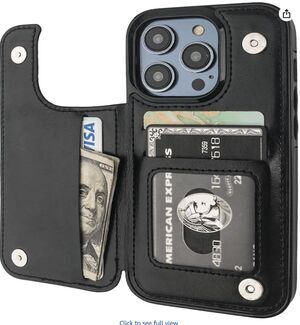 iPhone 14 Pro Wallet Case with Card Holder, PU Leather Kickstand Card Slots Case